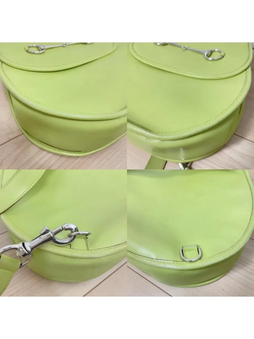 Gucci Color Vintage Horsebit Shoulder Bag Leather Green